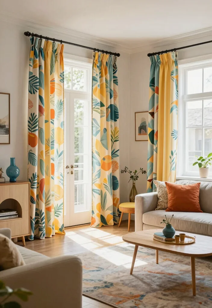 16 Groovy Living Room Ideas Retro Fun and Bold - 11. Bright Window Treatments: Let the Light In 1