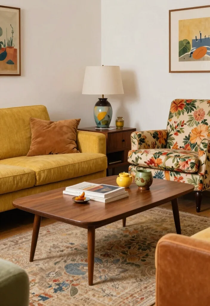 16 Groovy Living Room Ideas Retro Fun and Bold - 2. Vintage Furniture: Treasure Trove of Finds 1