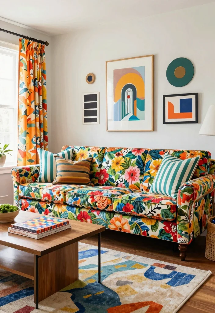 16 Groovy Living Room Ideas Retro Fun and Bold - 3. Playful Patterns: Mix It Up 1