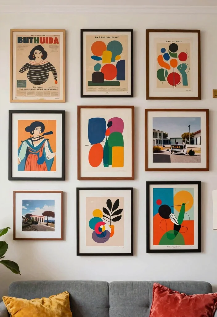 16 Groovy Living Room Ideas Retro Fun and Bold - 5. Groovy Wall Art: Express Yourself 1