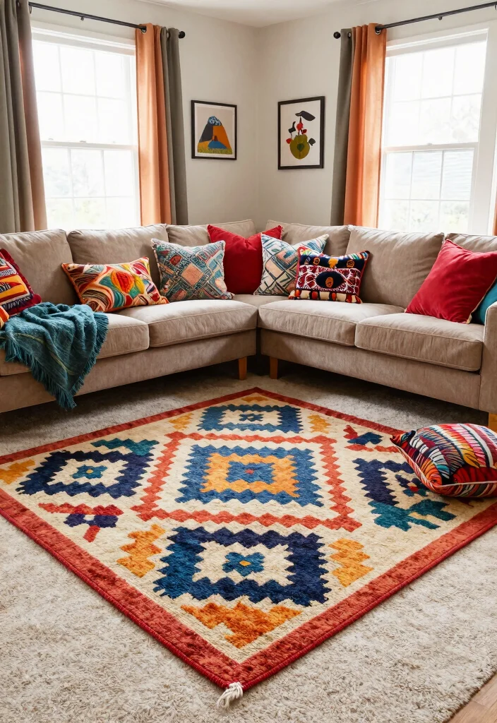 16 Groovy Living Room Ideas Retro Fun and Bold - 6. Funky Textiles: Soft and Stylish 1