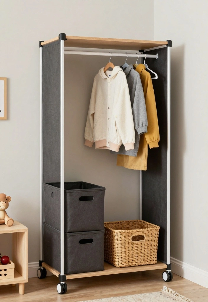 16 Kids Bedroom Wardrobe Design Ideas: Smart Playful Storage - 10. Portable Wardrobe Solutions 1