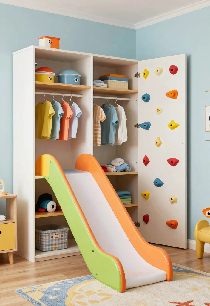 16 Kids Bedroom Wardrobe Design Ideas: Smart Playful Storage - 12. Stylish Wardrobe with Play Features 1