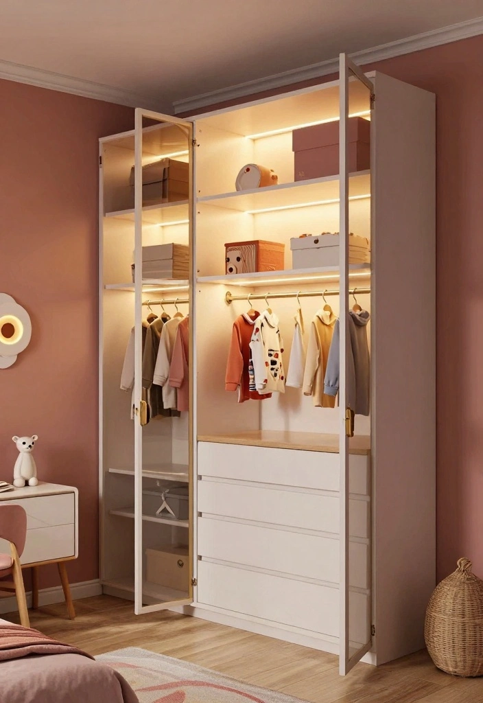 16 Kids Bedroom Wardrobe Design Ideas: Smart Playful Storage - 13. Wardrobes with Integrated Lighting 1
