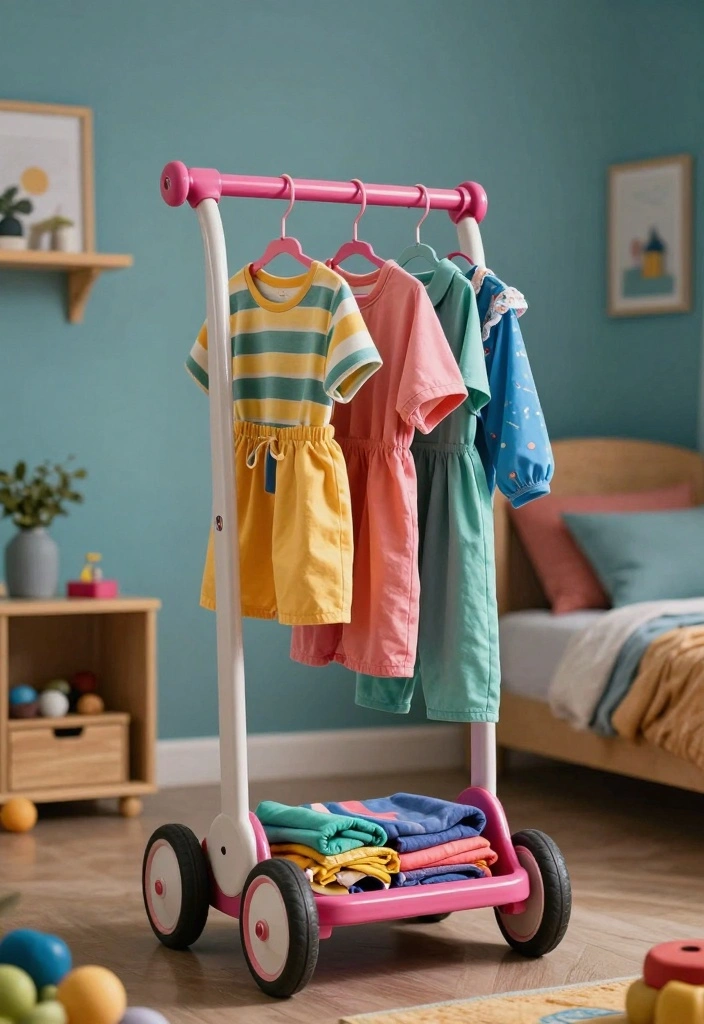 16 Kids Bedroom Wardrobe Design Ideas: Smart Playful Storage - 15. Wardrobes with Wheels for Flexibility 1