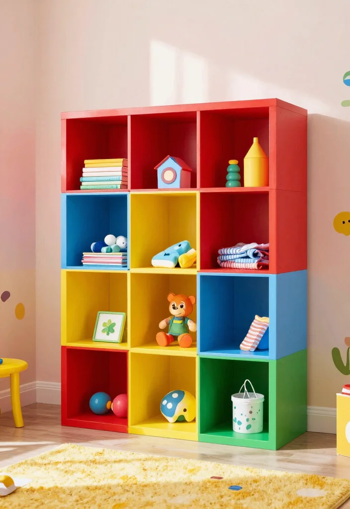 16 Kids Bedroom Wardrobe Design Ideas: Smart Playful Storage - 2. Colorful Cube Storage 1