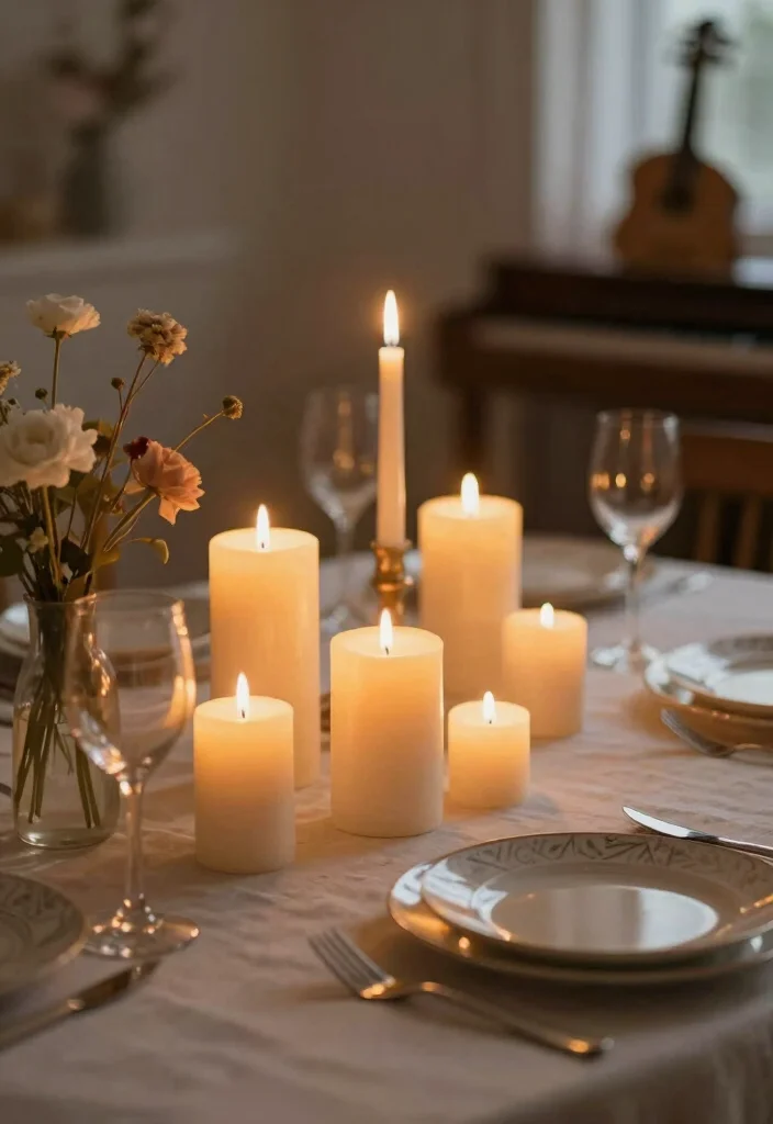 16 Living Room Candles Ideas Cozy Ambient Styling - 11. Candlelight for Evening Gatherings 1