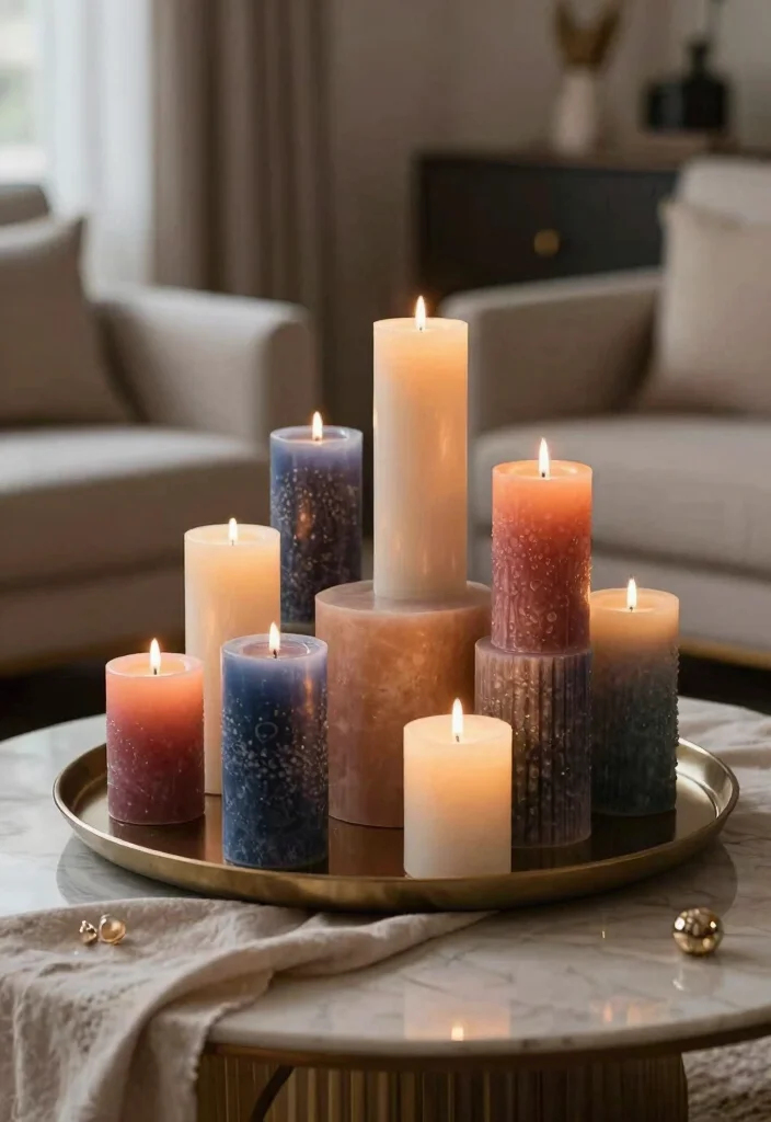 16 Living Room Candles Ideas Cozy Ambient Styling - 12. Layered Candle Displays 1