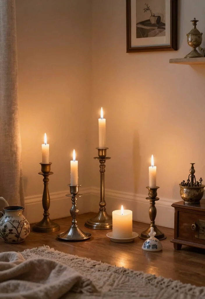 16 Living Room Candles Ideas Cozy Ambient Styling - 16. Vintage Candle Inspiration 1
