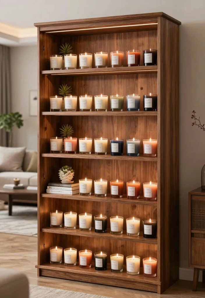 16 Living Room Candles Ideas Cozy Ambient Styling - 8. Scented Candle Wardrobe 1