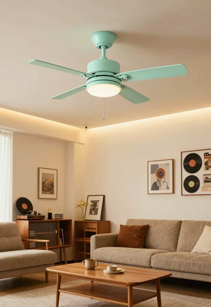 16 Living Room Fans With Lights Ideas Practical and Stylish - 13. Vintage Modern Fusion Fans 1
