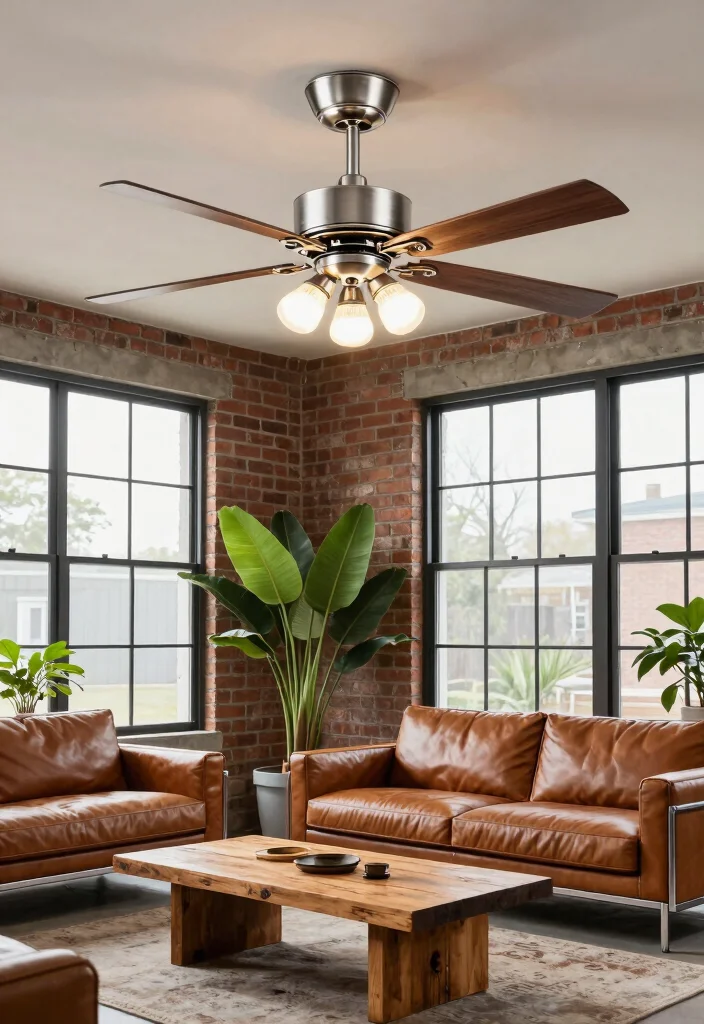 16 Living Room Fans With Lights Ideas Practical and Stylish - 3. Industrial Edge with Metal Finishes 1