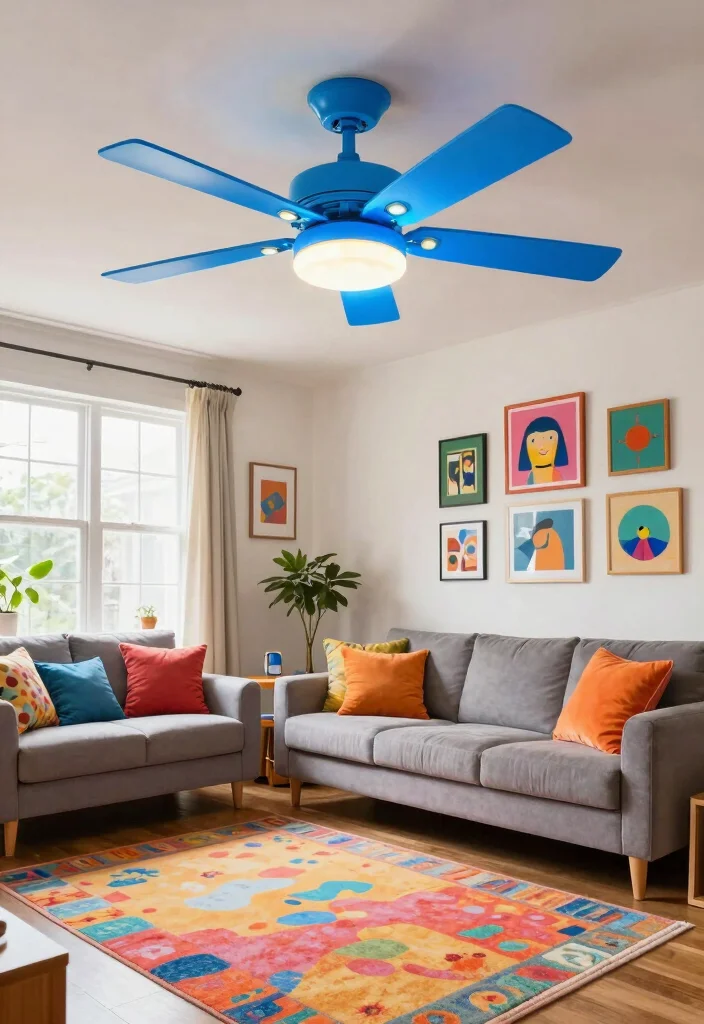16 Living Room Fans With Lights Ideas Practical and Stylish - 5. Colorful and Fun Designs for Personal Flair 1