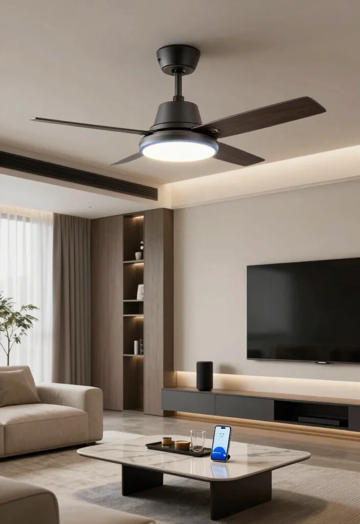 16 Living Room Fans With Lights Ideas Practical and Stylish - 8. Smart Fans for the Tech-Savvy 1
