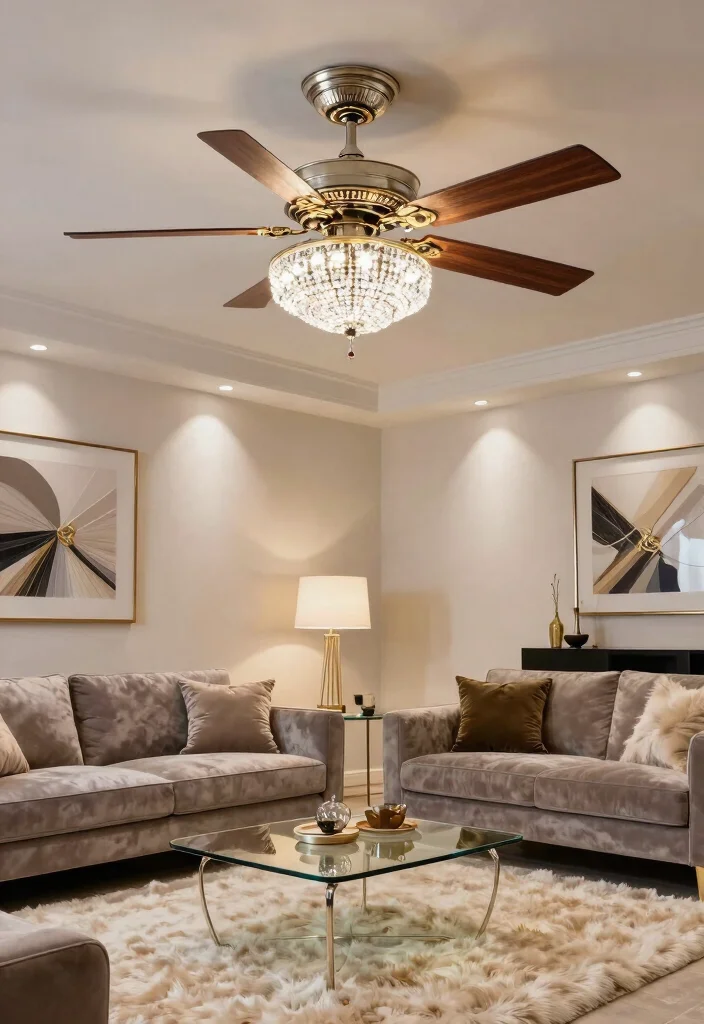 16 Living Room Fans With Lights Ideas Practical and Stylish - 9. Elegant Crystal Fans for a Touch of Glamour 1