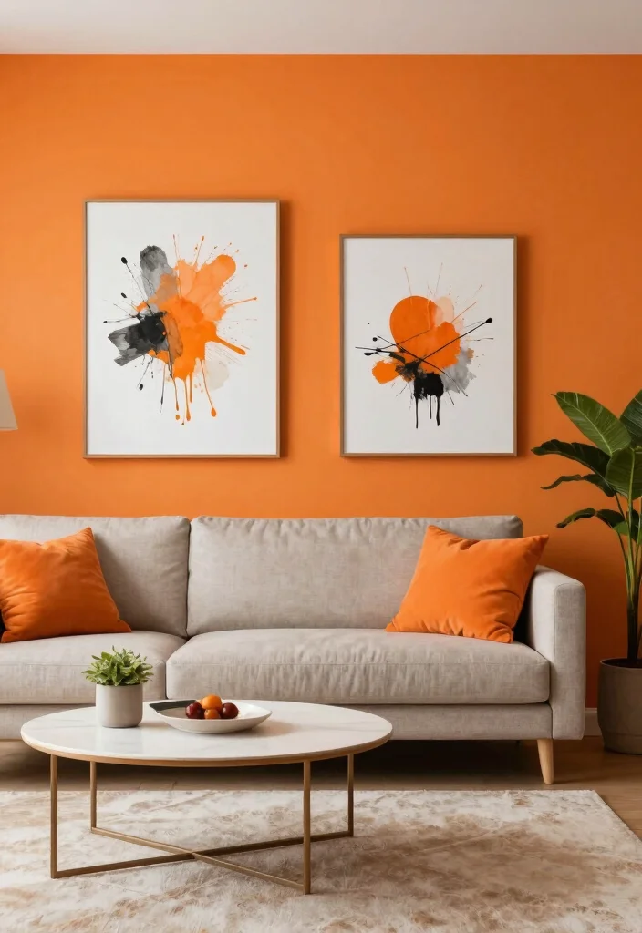 16 Living Room Orange Ideas: Bold Warm Energy - 1. Embrace Orange Walls 1