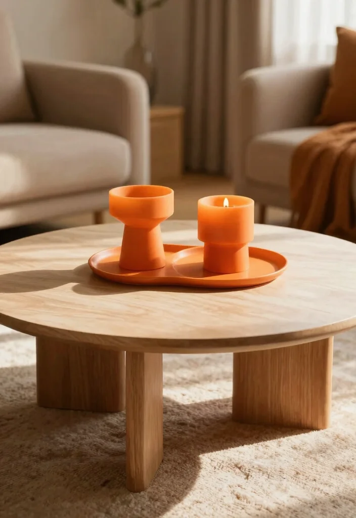 16 Living Room Orange Ideas: Bold Warm Energy - 10. Orange Accents in Decorative Accessories 1