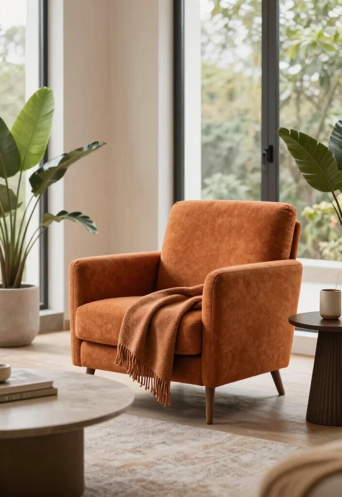 16 Living Room Orange Ideas: Bold Warm Energy - 2. Lively Orange Furniture 1