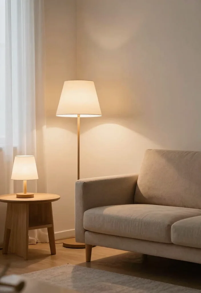 16 Living Room Simple Design Ideas for a Clean, Calm Living - 12. Incorporate Soft Lighting 1