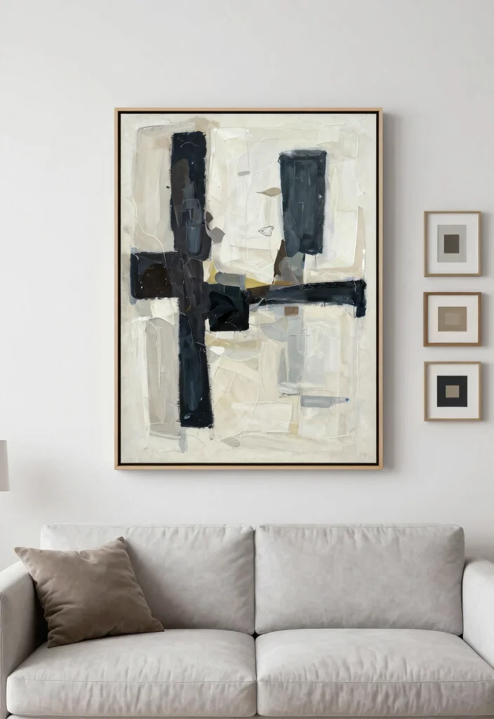 16 Living Room Simple Design Ideas for a Clean, Calm Living - 13. Personalize with Art 1