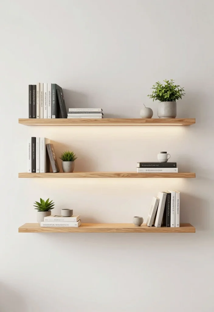16 Living Room Simple Design Ideas for a Clean, Calm Living - 6. Opt for Open Shelving 1