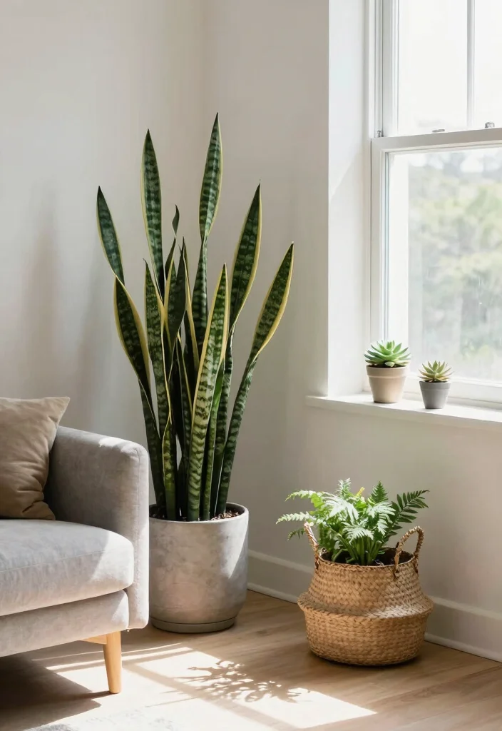 16 Living Room Simple Design Ideas for a Clean, Calm Living - 9. Add Potted Plants 1