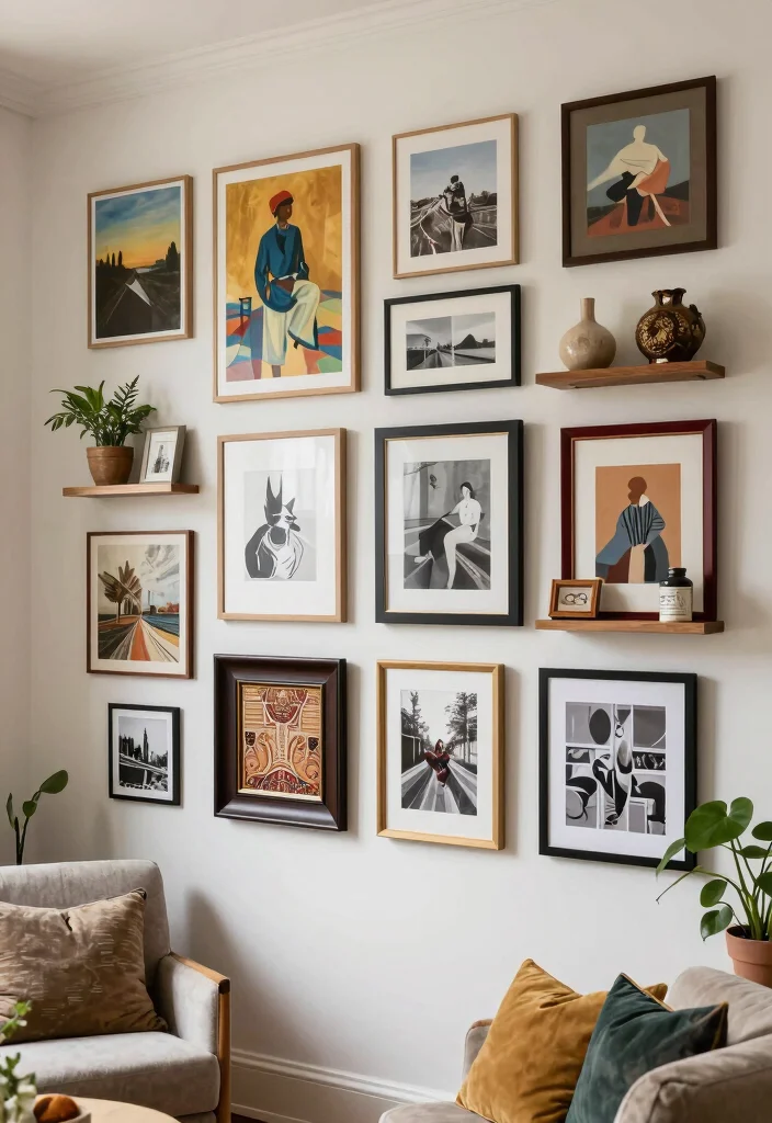 16 Living Room With Character Ideas Personal and Unique - 3. Creative Wall Art Displays 1