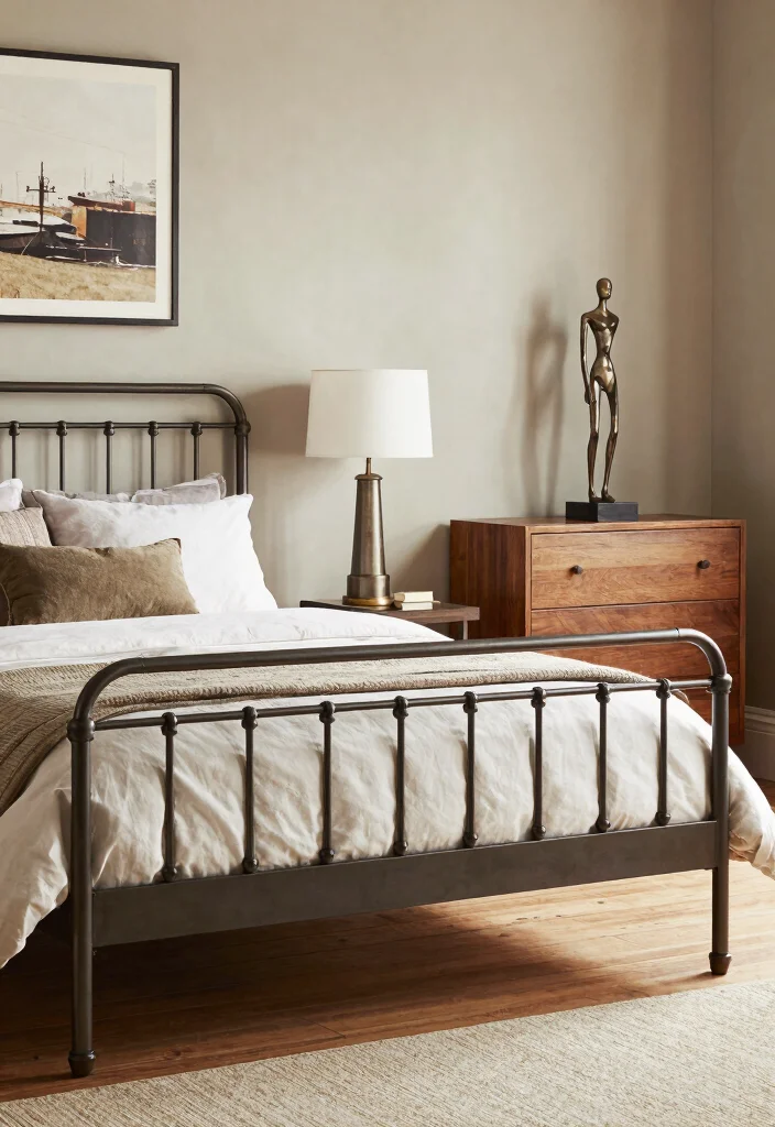 16 Metal Frame Bedroom Ideas for an Industrial Light Look - 11. Integrating Metal Accents 1