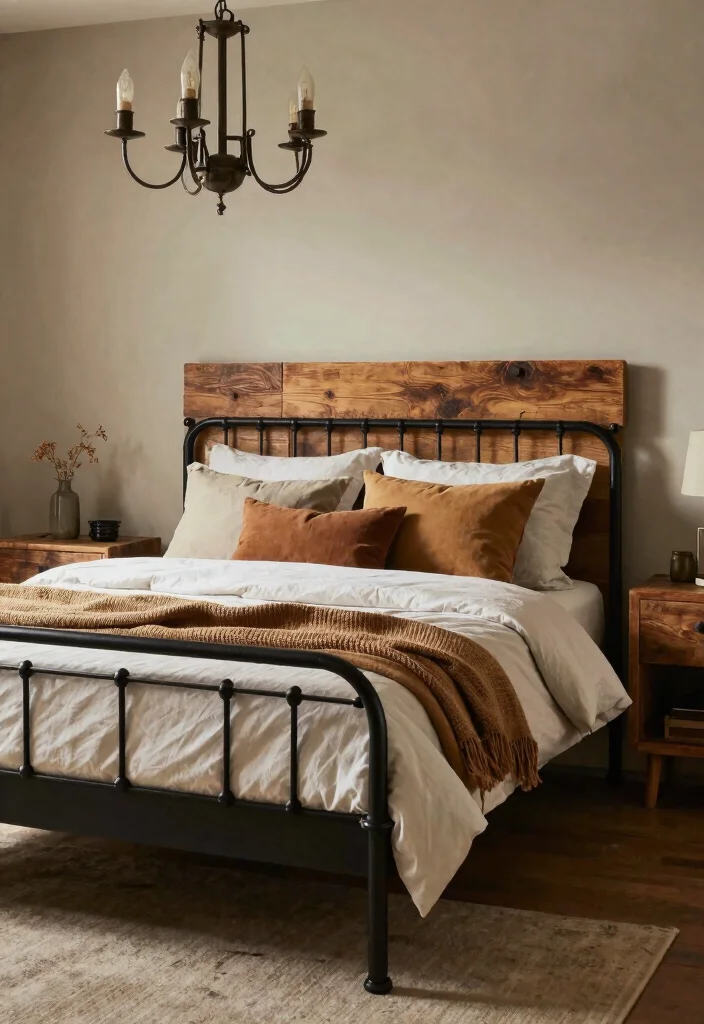 16 Metal Frame Bedroom Ideas for an Industrial Light Look - 6. Mixing Metal with Wood Elements 1