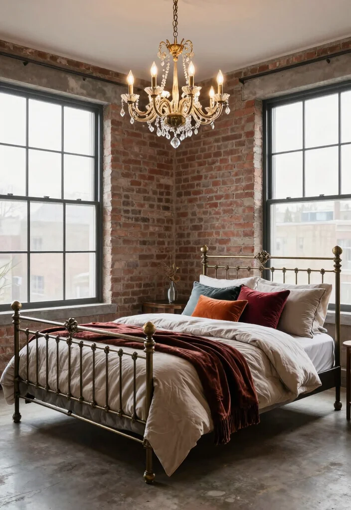 16 Metal Frame Bedroom Ideas for an Industrial Light Look - 8. Luxurious Industrial Loft Style 1