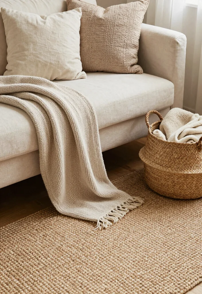 16 Nude Living Room Ideas: Soft Minimal Warmth - 1. Emphasize Natural Textures 1