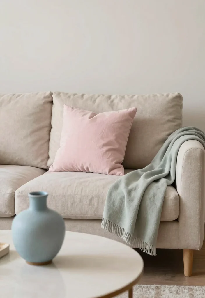 16 Nude Living Room Ideas: Soft Minimal Warmth - 11. Soft Accent Colors 1