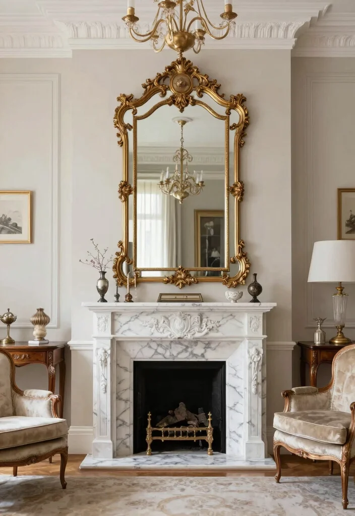 16 Regency Living Room Ideas: Elegant Classic Grandeur - 6. Ornate Mirrors: Reflecting Grandeur 1
