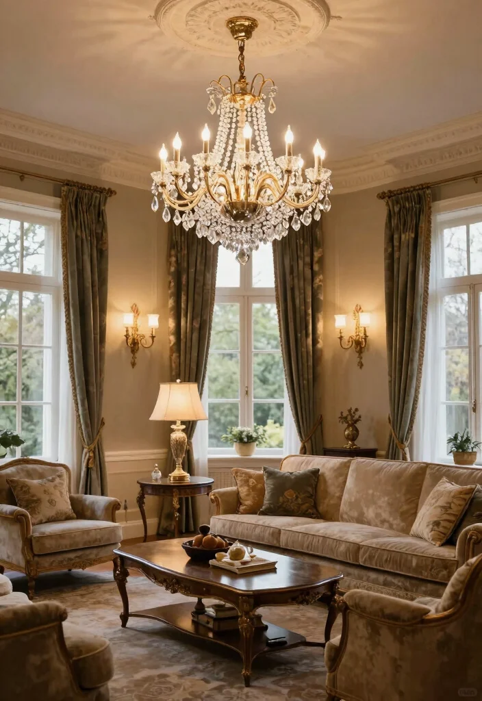 16 Regency Living Room Ideas: Elegant Classic Grandeur - 9. Statement Lighting: Illuminating Style 1