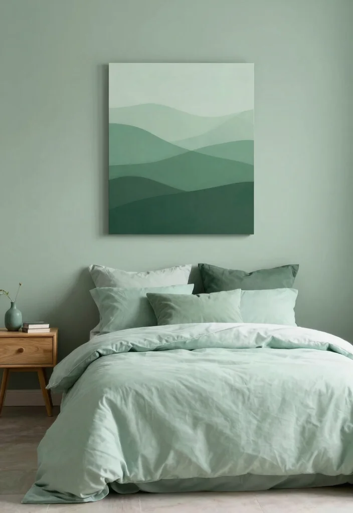 16 Sage Green Bedroom Colour Palettes Ideas Soft Earthy Harmony - 4. Monochromatic Sage Shades 1