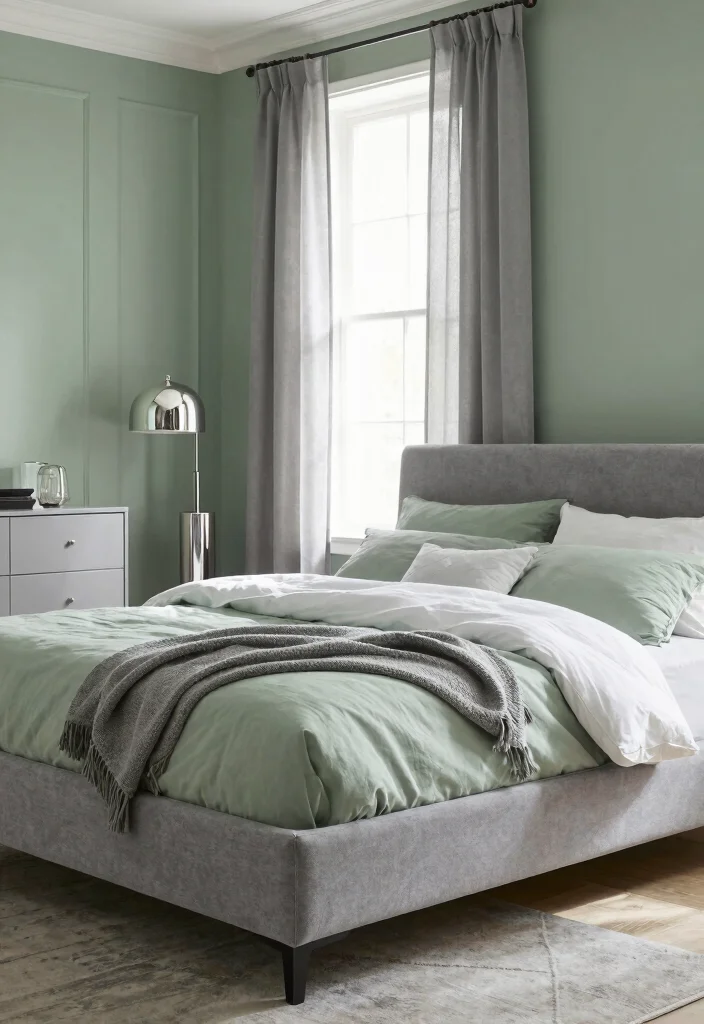 16 Sage Green Bedroom Colour Palettes Ideas Soft Earthy Harmony - 5. Sage Green with Soft Gray 1