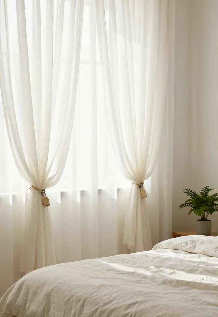 16 Small Bedroom Curtain Ideas: Light Space Saving Style - 12. Aesthetic Curtain Clips 1