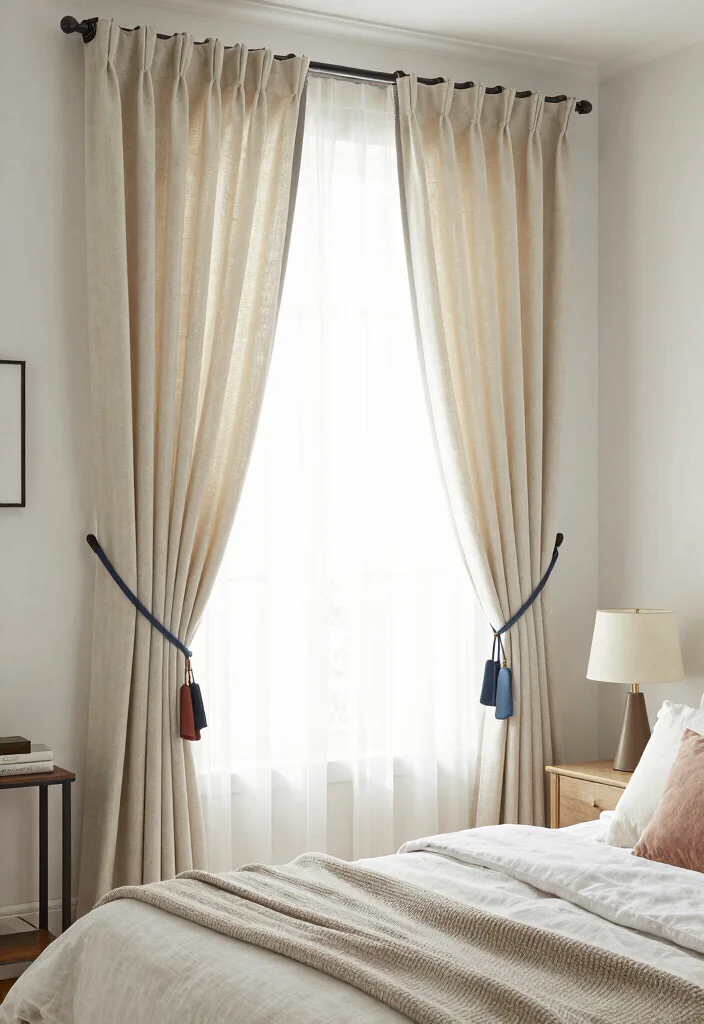 16 Small Bedroom Curtain Ideas: Light Space Saving Style - 13. Functional Curtain Ties 1