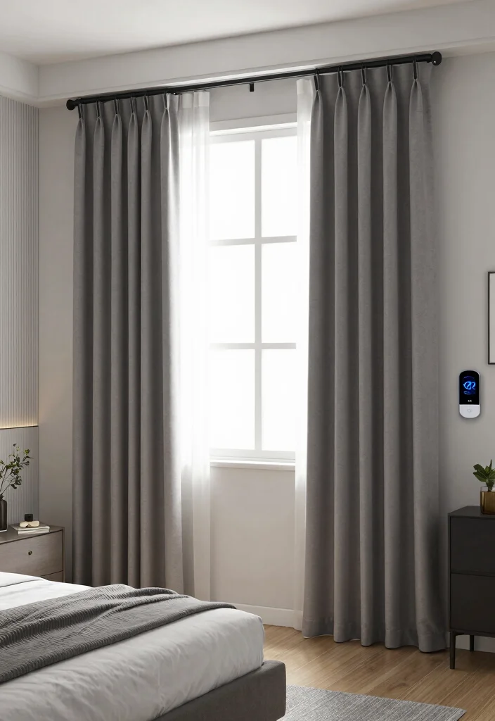 16 Small Bedroom Curtain Ideas: Light Space Saving Style - 14. Smart Curtain Systems 1