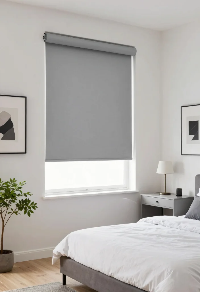 16 Small Bedroom Curtain Ideas: Light Space Saving Style - 2. Minimalist Roller Blinds 1