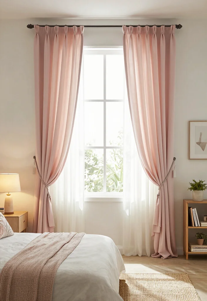 16 Small Bedroom Curtain Ideas: Light Space Saving Style - 5. Curtain Panels with Tie-Backs 1
