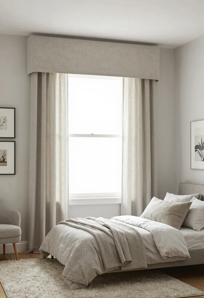 16 Small Bedroom Curtain Ideas: Light Space Saving Style - 6. Fabric Cornices 1