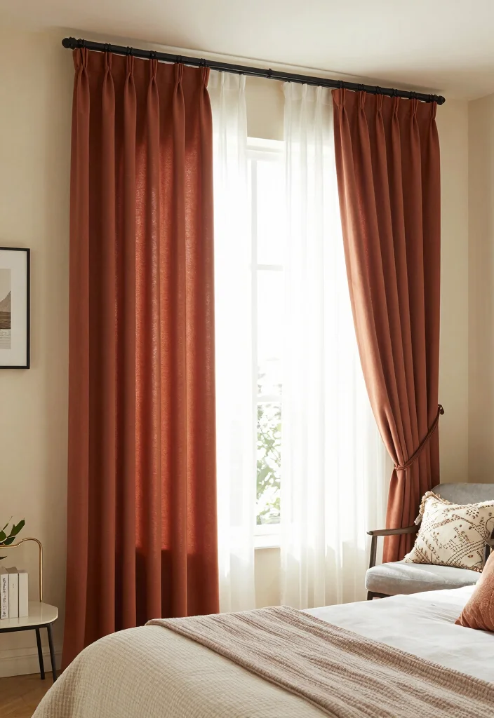 16 Small Bedroom Curtain Ideas: Light Space Saving Style - 7. Layered Textures 1