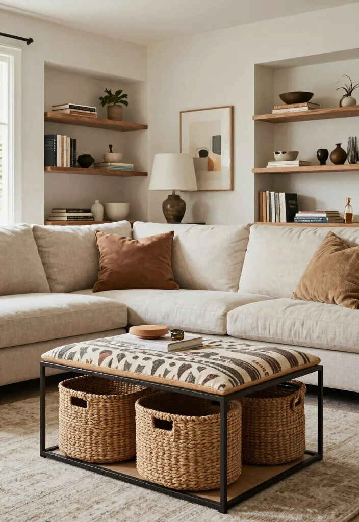 16 Texas Living Room Ideas: Warm Rustic Modern Mix - 11. Stylish Storage Solutions 1