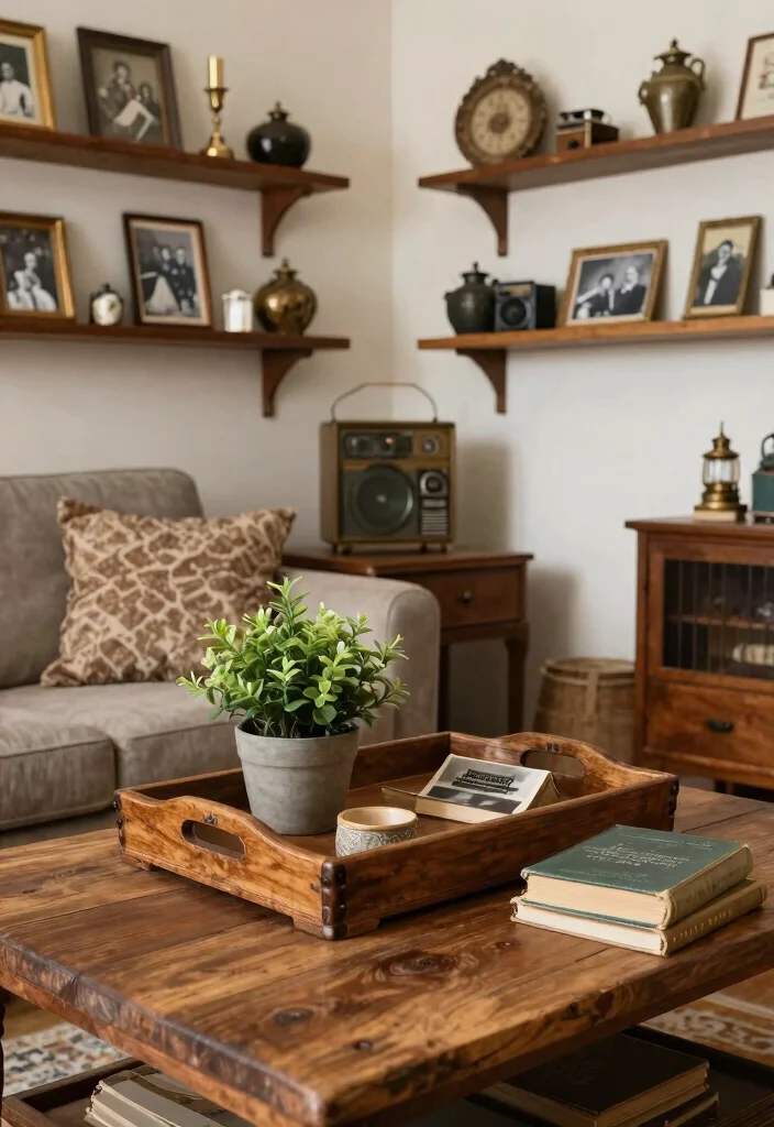 16 Texas Living Room Ideas: Warm Rustic Modern Mix - 9. Vintage Accessories Spice Things Up 1