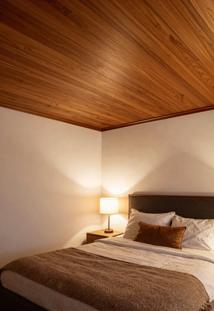 17 Bedroom With Wood Paneling Wall Ideas for a Warm Textured Look - 9. Paneled Ceilings for Depth 1