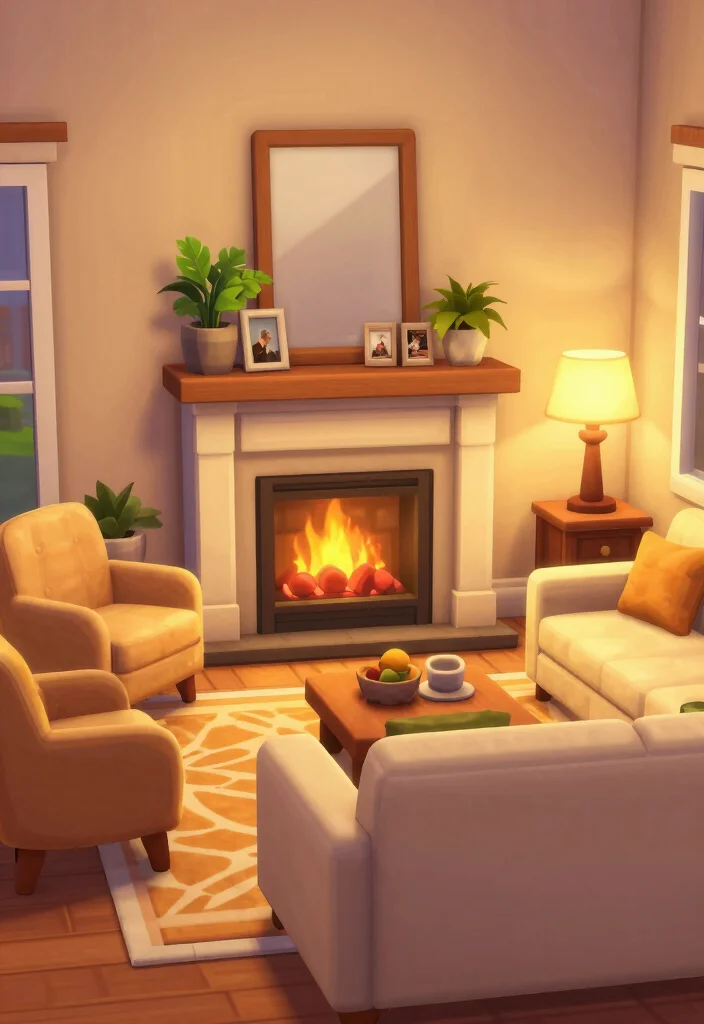 17 Bloxburg Living Room Ideas Aesthetic and Creative - 16. Warm Cozy Fireplace 1