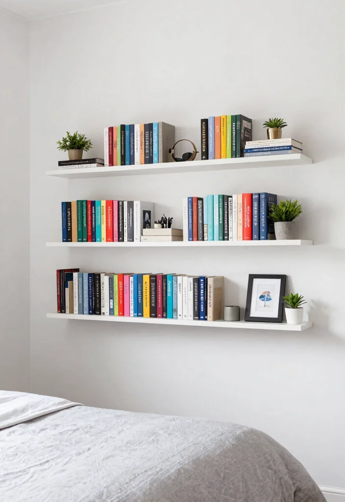 17 Bookshelves Ideas for Bedroom Organized Stylish Storage - 1. Floating Shelves for a Clean Look 1
