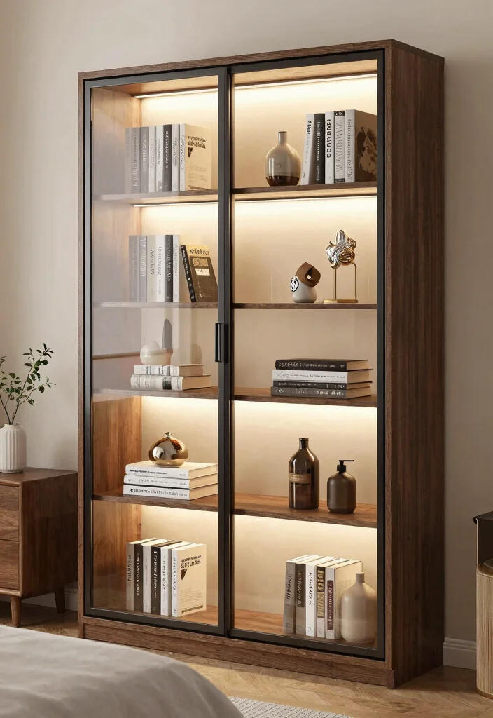 17 Bookshelves Ideas for Bedroom Organized Stylish Storage - 11. Display Case Bookshelves 1