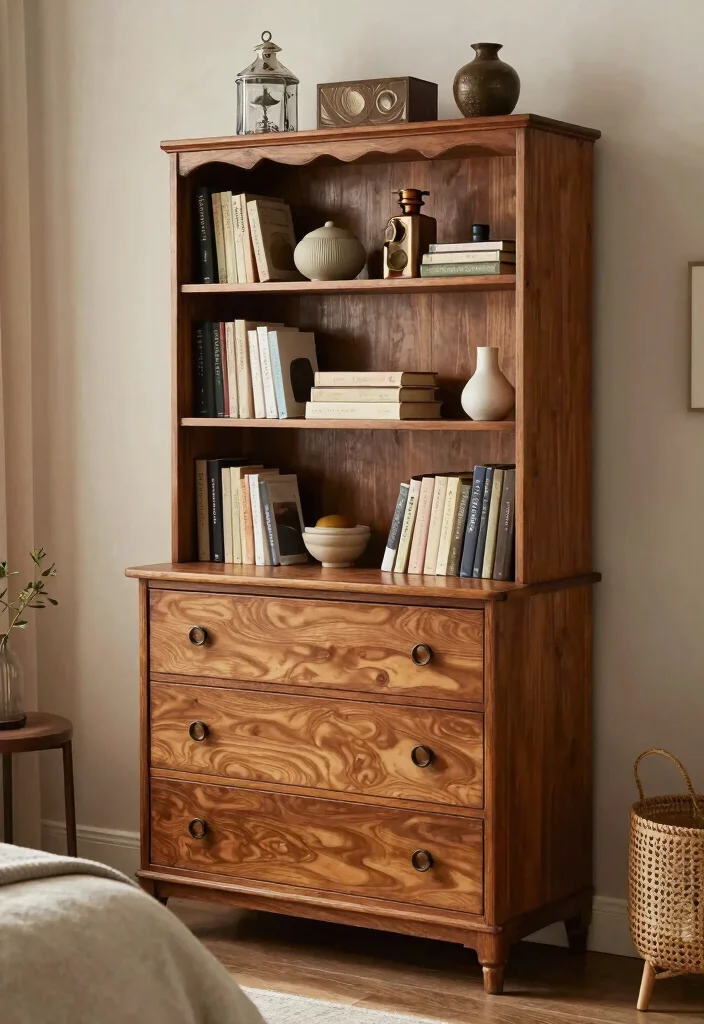 17 Bookshelves Ideas for Bedroom Organized Stylish Storage - 17. Repurposed Furniture as Bookshelves 1